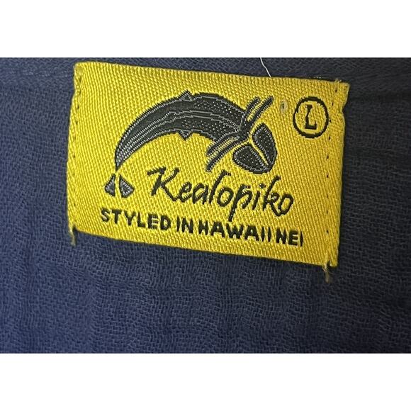 Kealopiko Blue Crinkle Short Sleeve Tunic Top Women’s Sz Large - Picture 5 of 7